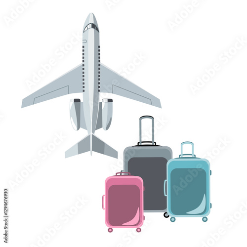 Airplane and Luggage vector illustration 