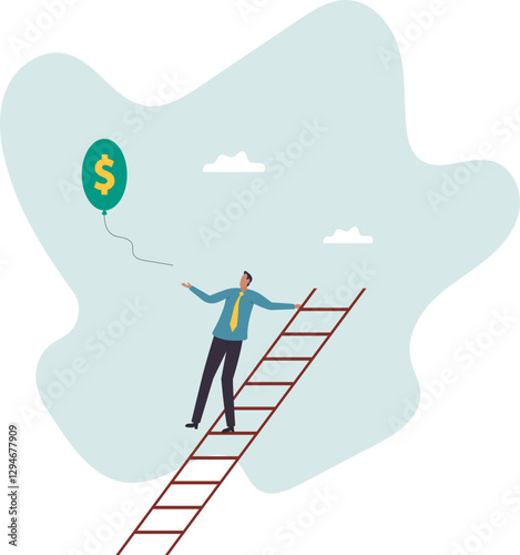 Ladder of success, achieving financial goals or investor searching for profit and investment return.business concept.flat character.
