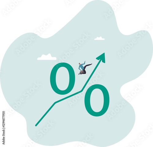 Success investment in interest rate rise or inflation increase, survive and growth in economic situation, sales or stock market investing.business concept.flat character.