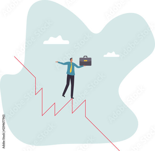 Investing in market downturn, recession or financial crisis, short sell or make profit in stock market, crypto currency decline .business concept.flat character.