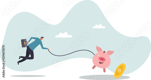 Best investment, money working for you or mutual fund return, savings or wealth management, searching for yield.business concept.flat character.