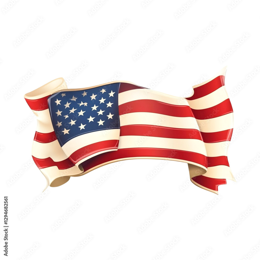 Obraz premium Proud American Flag Banner Patriotic Symbol of Freedom Waves in the Wind