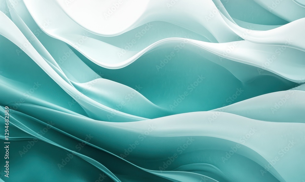 Artistic textured ocean wave pattern in shades of teal and white, illuminated by natural light to create a dynamic and refreshing aquatic composition,