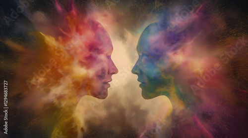 A human woman and an AI agent connecting in cyberspace symbolizing agentic autonomy and teamwork in the future between robots and humanity helping each other through collaboration