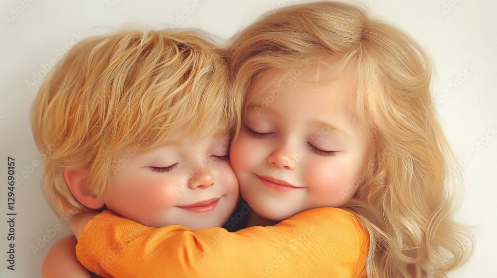 Heartwarming Embrace of Two Adorable Children Heartwarming Embrace of Two Adorable Children
