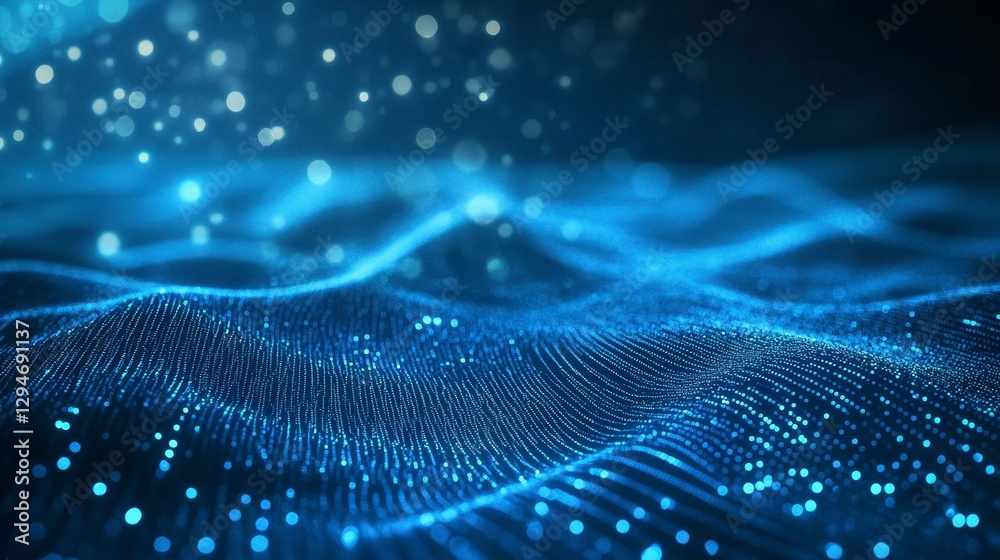 Abstract Digital Landscape With Glowing Particles And Bokeh Lights Dark Background Dreamy Abstract Digital Landscape With Glowing Particles And Bokeh Lights Dark Background Dreamy