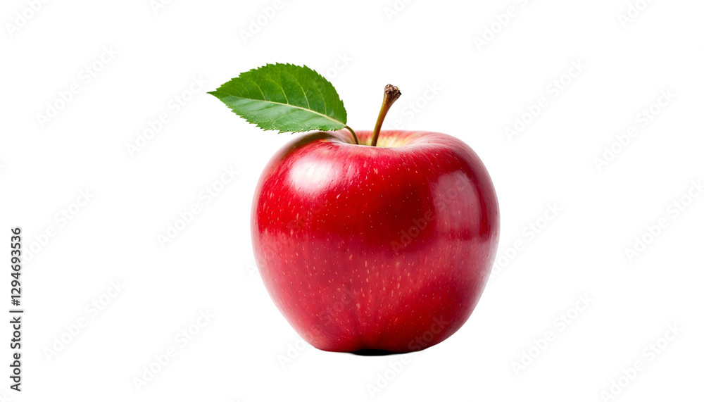 Photo - Red Apple with Leaf on Black Background Photo - Red Apple with Leaf on Black Background