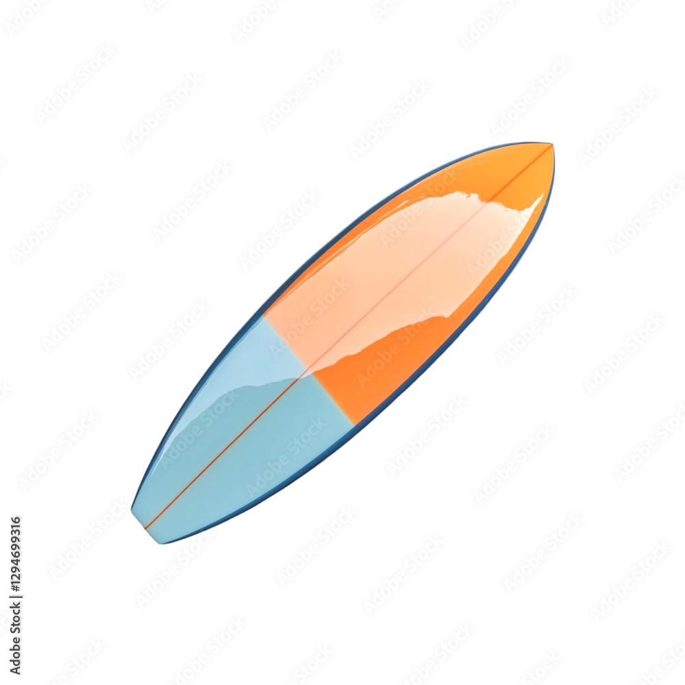 Vibrant Surfboard Ready for Ocean Waves Summer Fun Blue Orange Design Vibrant Surfboard Ready for Ocean Waves Summer Fun Blue Orange Design