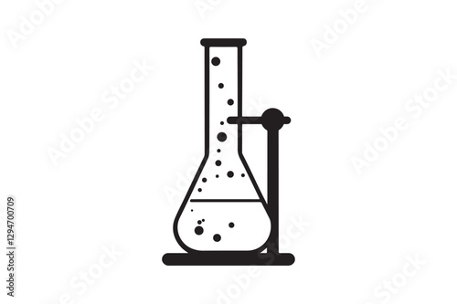 Minimalist Laboratory Glassware Silhouette with Chemistry Flasks