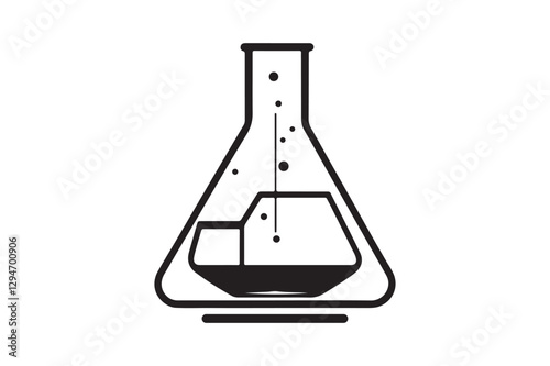Minimalist Laboratory Glassware Silhouette with Chemistry Flasks
