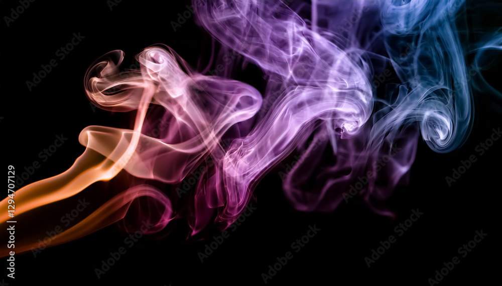 Obraz premium Colorful Abstract Smoke on Black Background - Artistic and Ethereal