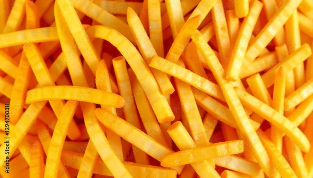 A tantalizing top-down view of numerous golden crispy french fries galore A tantalizing top-down view of numerous golden crispy french fries galore