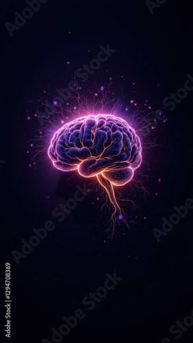 Wallpaper Mural "An artistic representation of artificial general intelligence featuring a human brain with vibrant colors and cosmic particles exploding outward." Torontodigital.ca