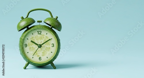 Cucumber Alarm Clock Concept Healthy Lifestyle and Time Management Reminder
