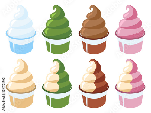 ソフトクリーム（カップ）8種類　イラスト