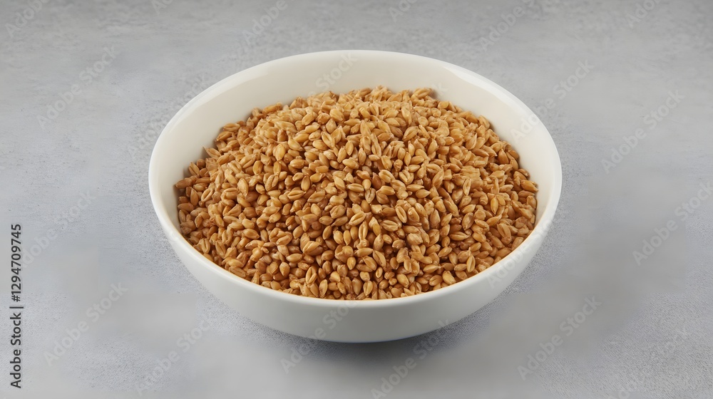 Closeup of Wheat Grains in White Bowl, Healthy Food, Agriculture Closeup of Wheat Grains in White Bowl, Healthy Food, Agriculture