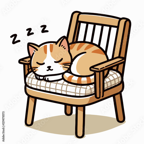 vector illustration of a cute cat sleeping on a chair