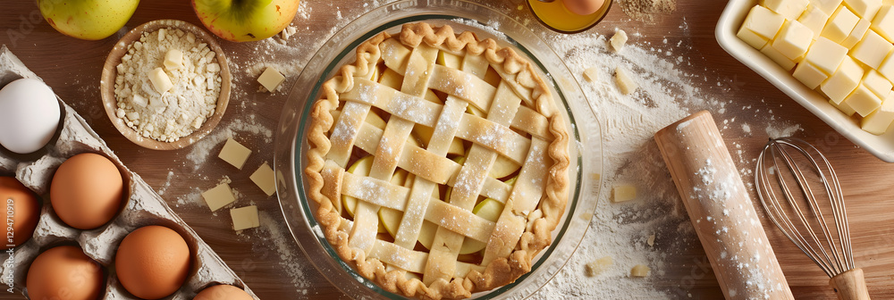Traditional Polish Szarlotka (Apple Pie) preparation in a homely kitchen Traditional Polish Szarlotka (Apple Pie) preparation in a homely kitchen