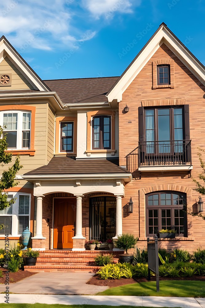 Luxury Brick Home Exterior: Modern Architectural Design and Landscaping Luxury Brick Home Exterior: Modern Architectural Design and Landscaping