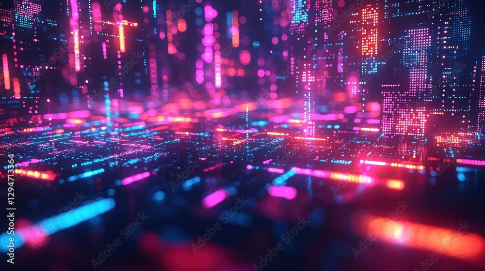 Neon digital city landscape, futuristic data streams, night, background, technology Neon digital city landscape, futuristic data streams, night, background, technology