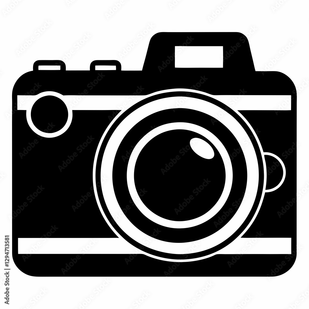 Camera Silhouette Vector Art on Clean White Background Camera Silhouette Vector Art on Clean White Background