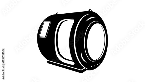 The hyperbaric chamber, black isolated silhouette