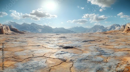 Panoramic Desert Landscapes Highlighting Ground Textures and the Impact of Climate Change