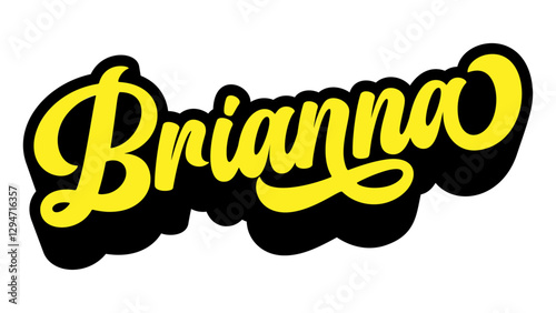 Name Brianna written in retro groovy script lettering with long shadow effect