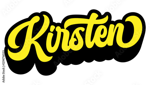 Name Kirsten written in retro groovy script lettering with long shadow effect
