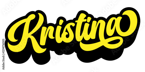Name Kristina written in retro groovy script lettering with long shadow effect