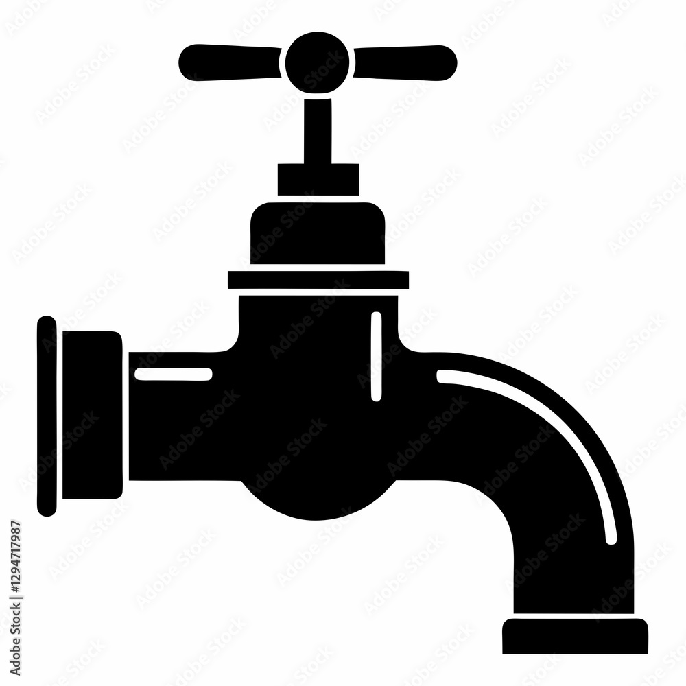 Black Silhouette Pipe Tap Vector Art Black Silhouette Pipe Tap Vector Art