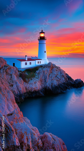 Obraz na płótnie lighthouse at sunset w salonie