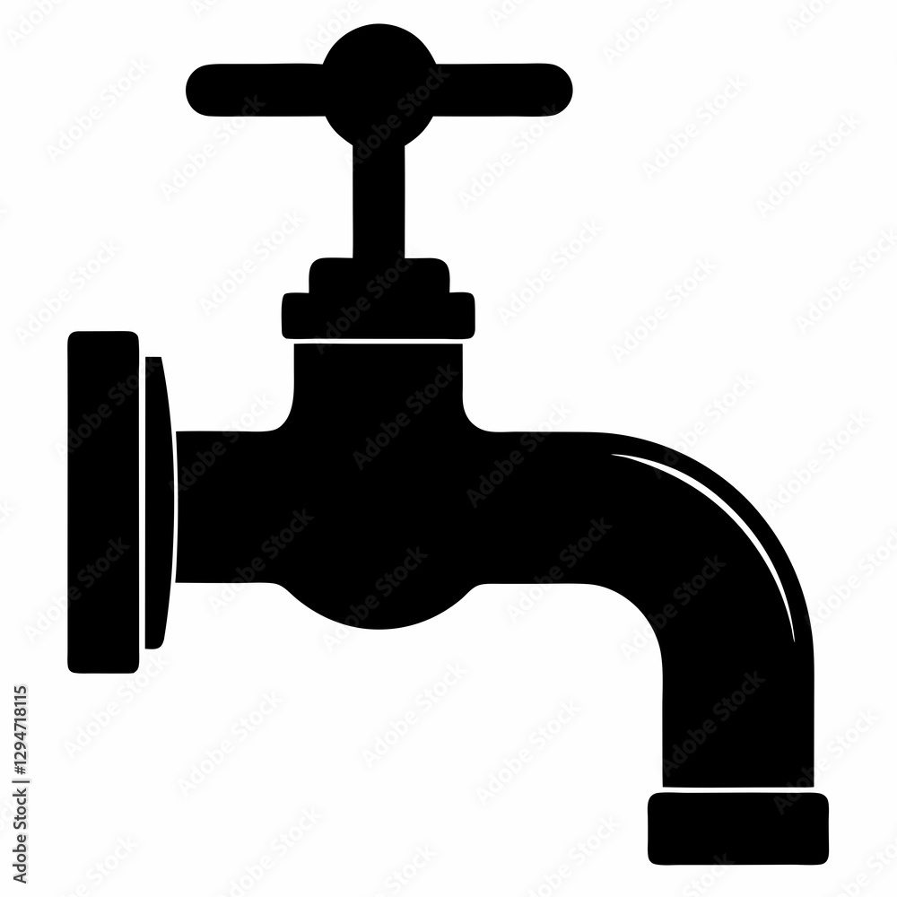 Black Silhouette Pipe Tap Vector Art Black Silhouette Pipe Tap Vector Art