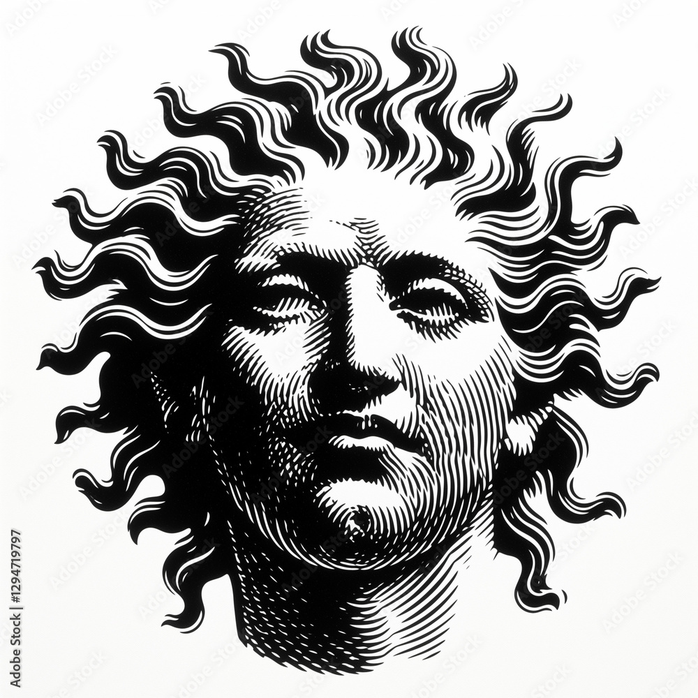 Sun face of the man
