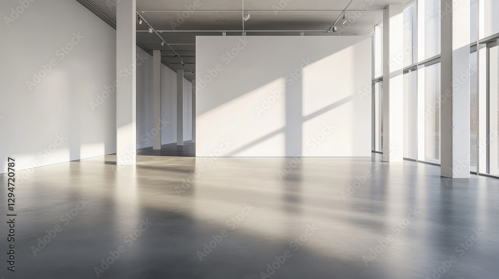 Fototapeta premium Spacious modern interior featuring clean lines and abundant natural light.