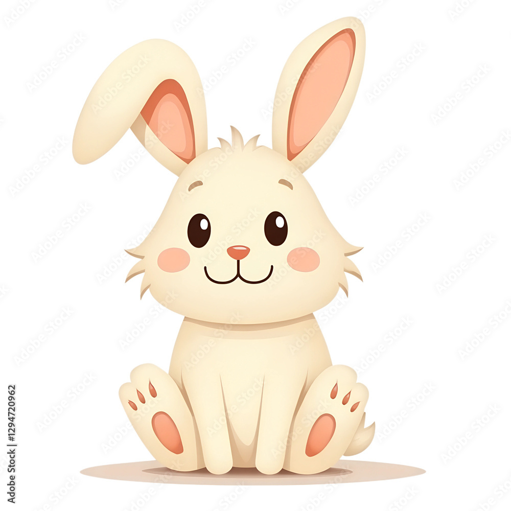 Adorable Cartoon Bunny Character With Cheery Expression and Sitting Pose Adorable Cartoon Bunny Character With Cheery Expression and Sitting Pose