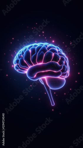 Wallpaper Mural A colorful depiction of artificial general intelligence, illustrating its complexity with glowing pinks and blues. Torontodigital.ca