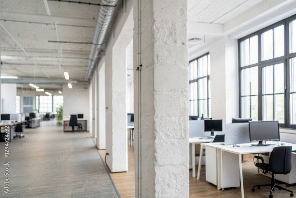 Modern Office Interior Design: A Spacious and Bright Workspace with Open Layout and Desks Modern Office Interior Design: A Spacious and Bright Workspace with Open Layout and Desks