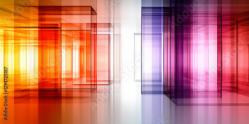 Futuristic abstract geometric design with colorful transparent glass effect