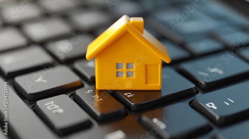 Online house search, keyboard, home buying, digital, property