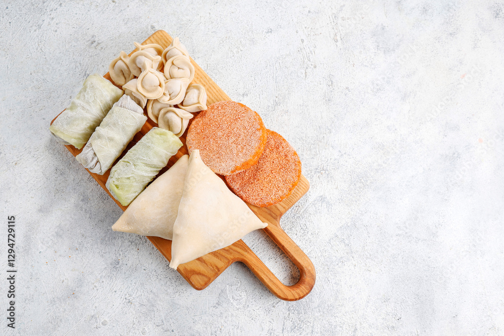Fototapeta premium Raw semi finished frozen products, meals.