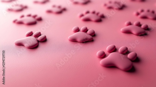 Cute pink paw print design on smooth surface. Generative AI photo