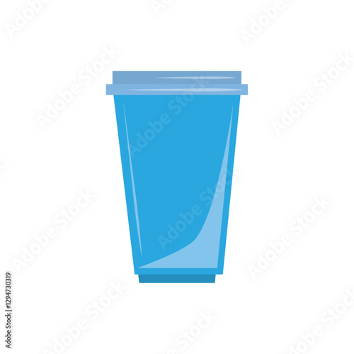 Vector illustration of a blue disposable coffee cup with lid, commonly used for takeaway drinks such as coffee, tea, or hot chocolate