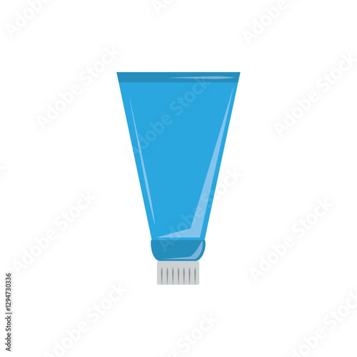 Vector illustration of a blue plastic tube container for cream, lotion, or gel with a white cap