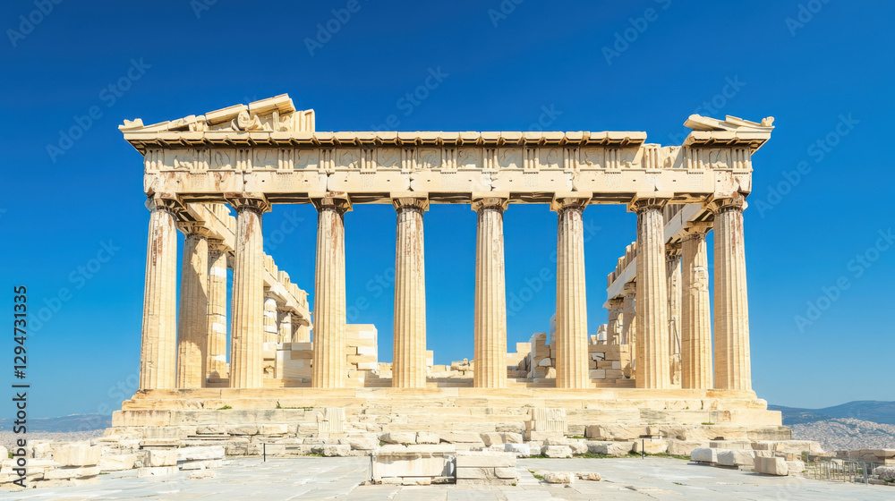 Majestic view of the parthenon on the acropolis in athens Majestic view of the parthenon on the acropolis in athens