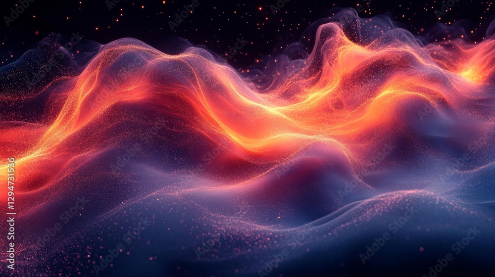 Obraz premium Abstract glowing lines and particles representing digital energy flow and data movement. Generative AI