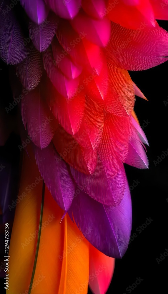 Obraz premium Vibrant Colorful Bird Feathers Close Up Abstract Photography