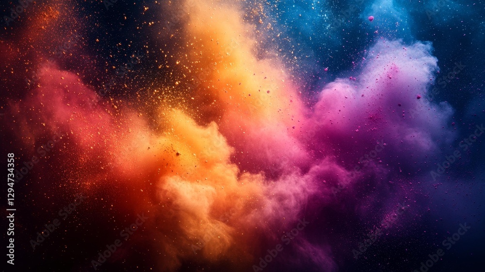 Fototapeta premium Explosive Colorful Clouds of Cosmic Dust and Particles in Deep Space. Generative AI