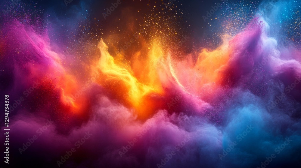 Fototapeta premium Abstract Colorful Explosion of Powder Clouds in Vibrant Hues. Generative AI