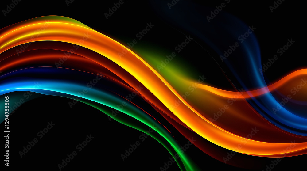 Fototapeta premium Abstract light streaks flow dynamically with blue and green hues over a dark background